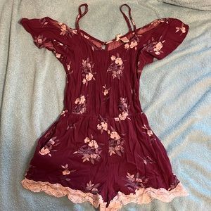 Purple and floral Mimi chica romper with lace detailing size small